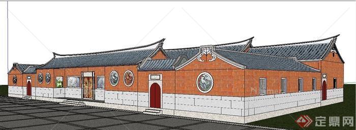 中式风格闽南民居建筑设计su模型