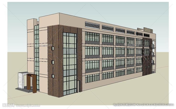 四层办公楼建筑草图大师SU模型图片