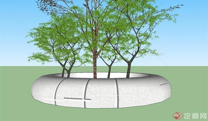 现代精致圆形树池设计su模型