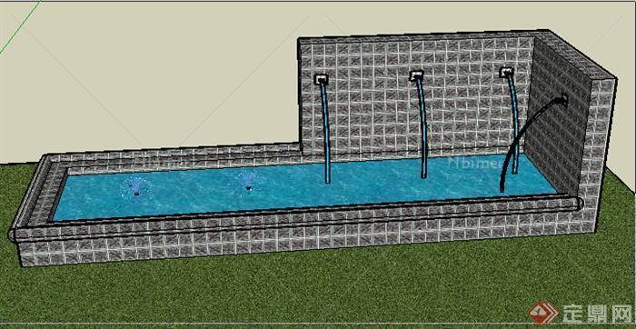 园林景观之水景墙设计方案SU模型2
