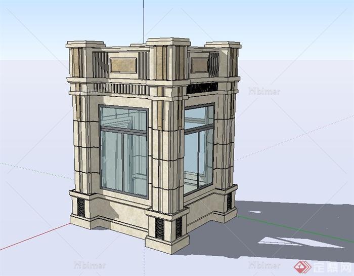 新古典风格门房设计SU模型[原创]