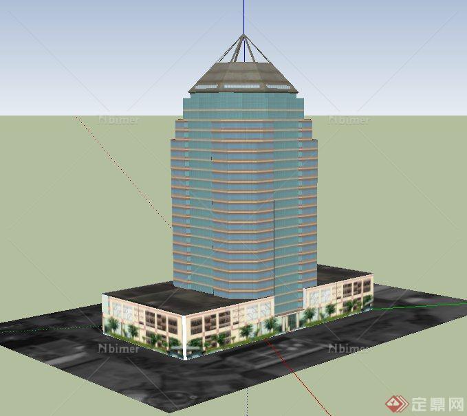 某子弹形高层酒店建筑设计SU模型