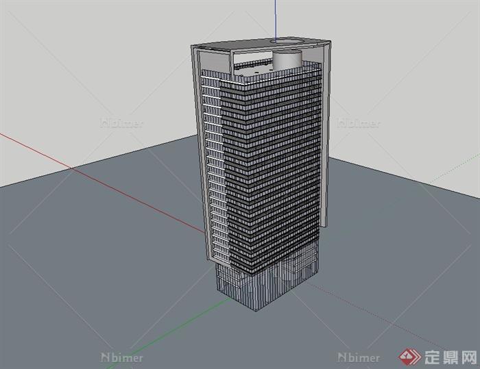 现代风格高层详细完整的办公楼设计su模型[原创]