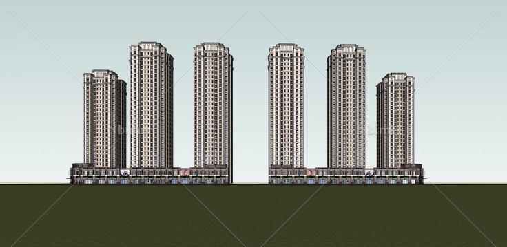 新古典风格商业及住宅(33456)su模型下载