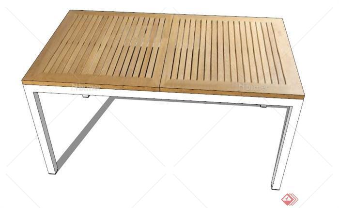 某现代简易木质条形桌SU模型