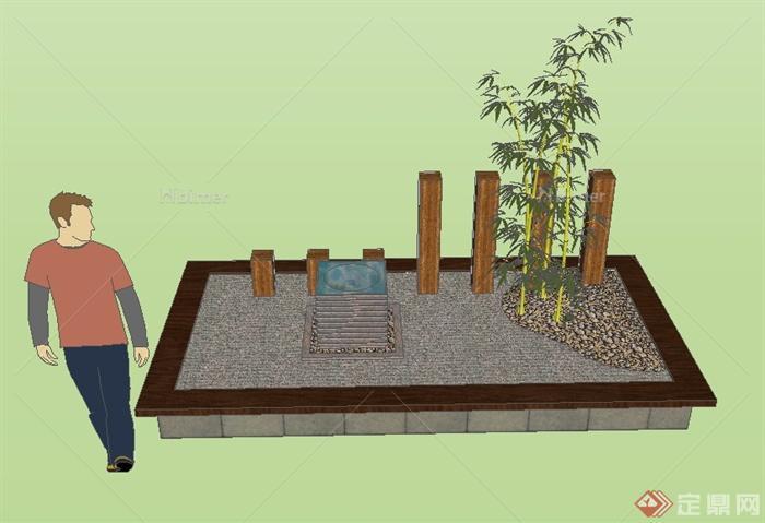 某公园景观节点种植池组合景观SU模型