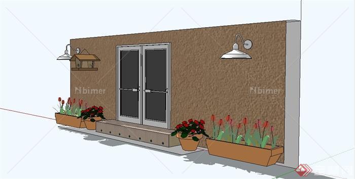 某现代门前景观设计su模型