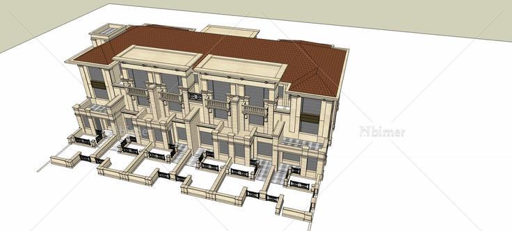 简欧风格联排别墅(76295)su模型下载