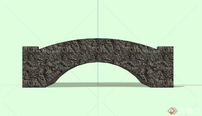 现代中式拱形石桥设计SU模型[原创]