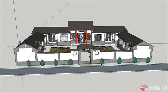 某古典中式四合院文化大院建筑设计SU模型