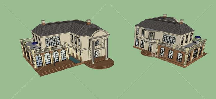 欧式风格别墅(45355)su模型下载