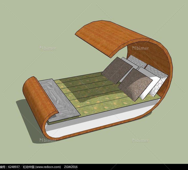 豪华木质躺椅su模型