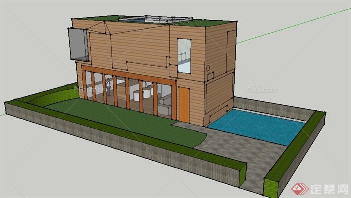 某二层小住宅居住建筑设计SU模型