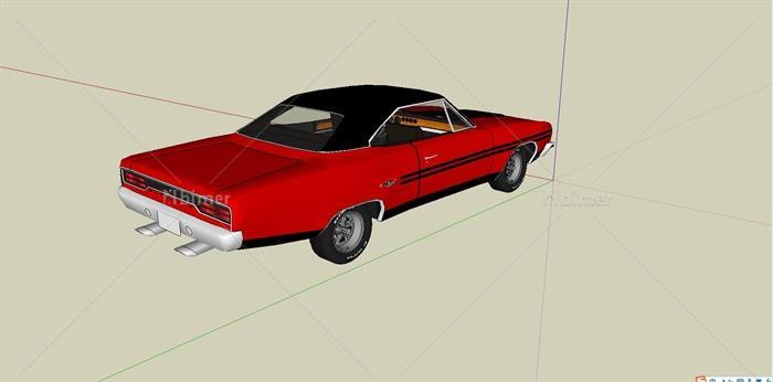 交通工具红色轿车设计SU模型