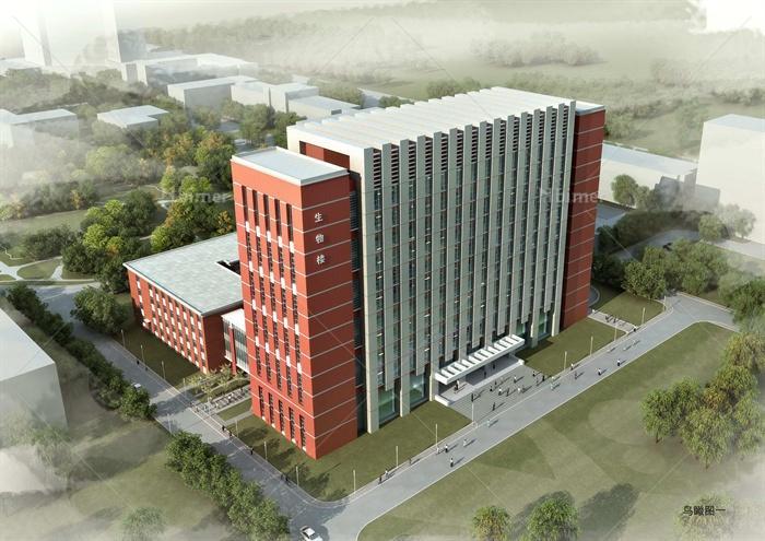 某大学生物楼建筑方案设计CAD方案图+SU模型+JPG
