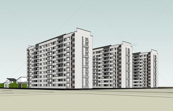 现代中式小高层住宅楼(46840)su模型下载