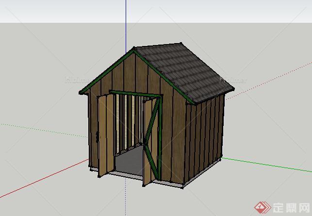 某简单木质仓库建筑设计SU模型