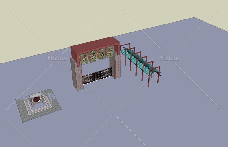 景观--廊架(44787)su模型下载