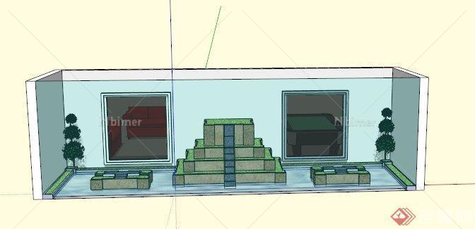 某住宅建筑阳台景观设计SU模型