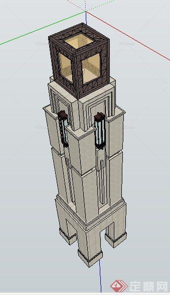 一座新古典景观塔设计su模型