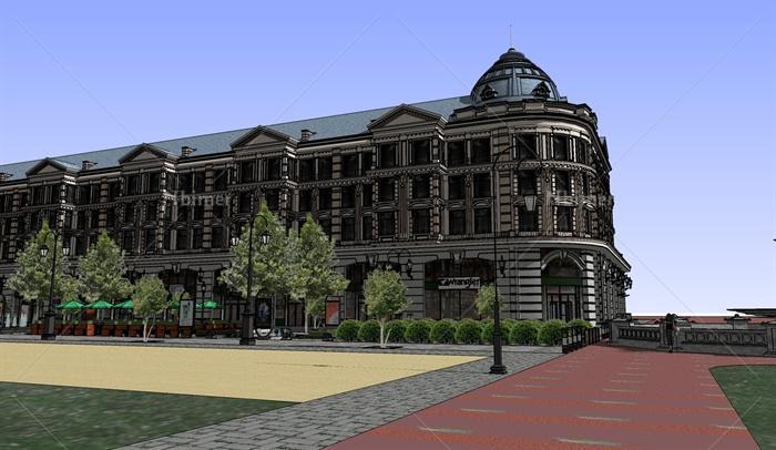 某欧式商业街、商业建筑设计su模型