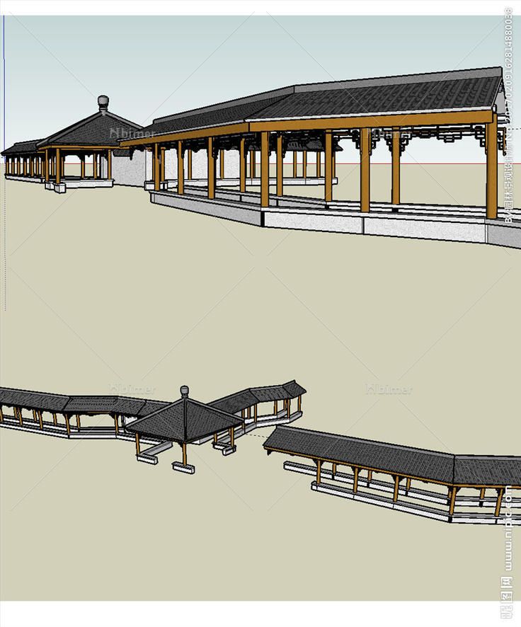 苏式长廊景观草图大师SU模型图片