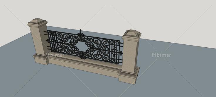 围墙护栏(77315)su模型下载