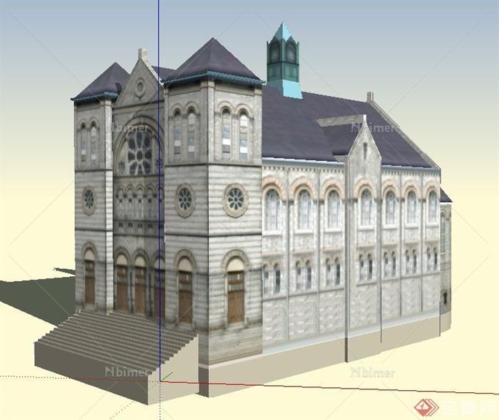 某欧式风格法院办公建筑设计su模型