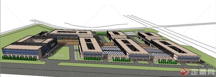 现代某中小学学校建筑设计SU模型