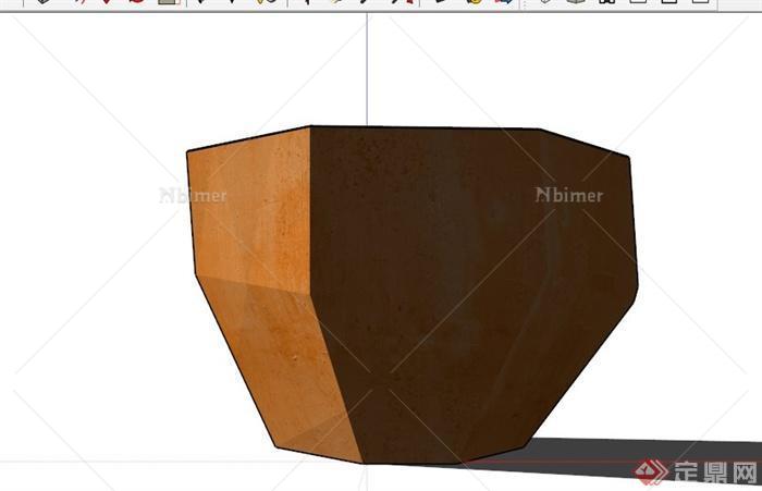 现代木制雅致花钵设计SU模型[原创]