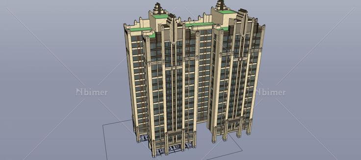 新古典风格高层住宅楼(74105)su模型下载