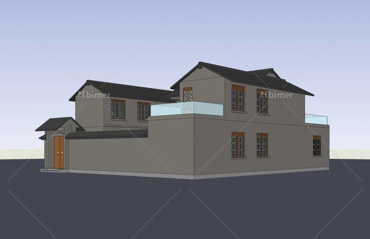 中式四合院建筑(50424)su模型下载