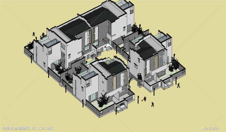 中式合院-住宅su模型