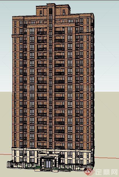 新古典18层高层住宅楼建筑设计su模型[原创]