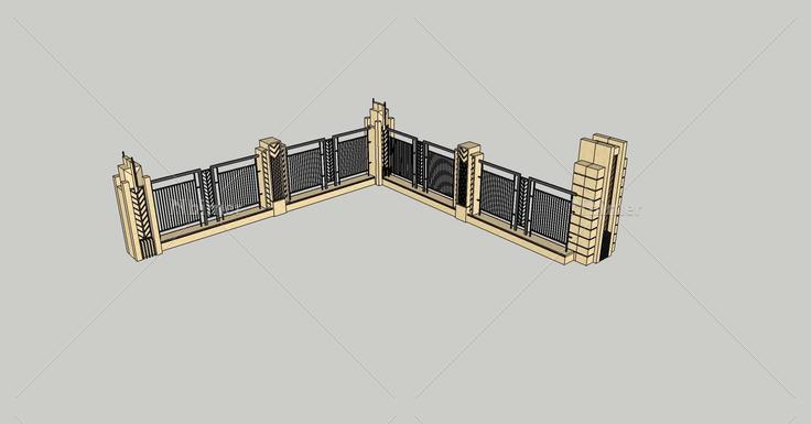 建筑构件-围墙(69514)su模型下载