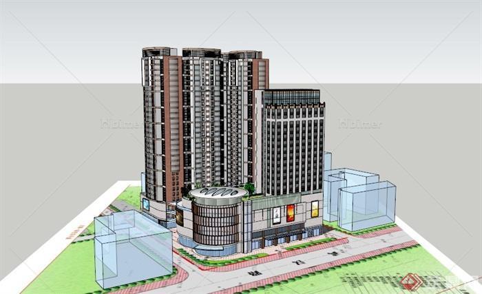 某现代高层商业住宅建筑设计SU模型