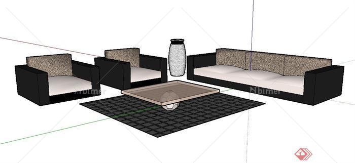 现代室内沙发套装组合设计SU模型