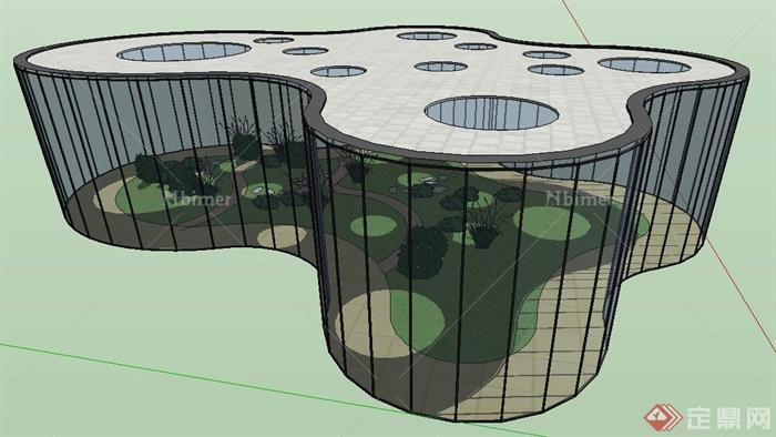 现代不规则阳光房设计su模型