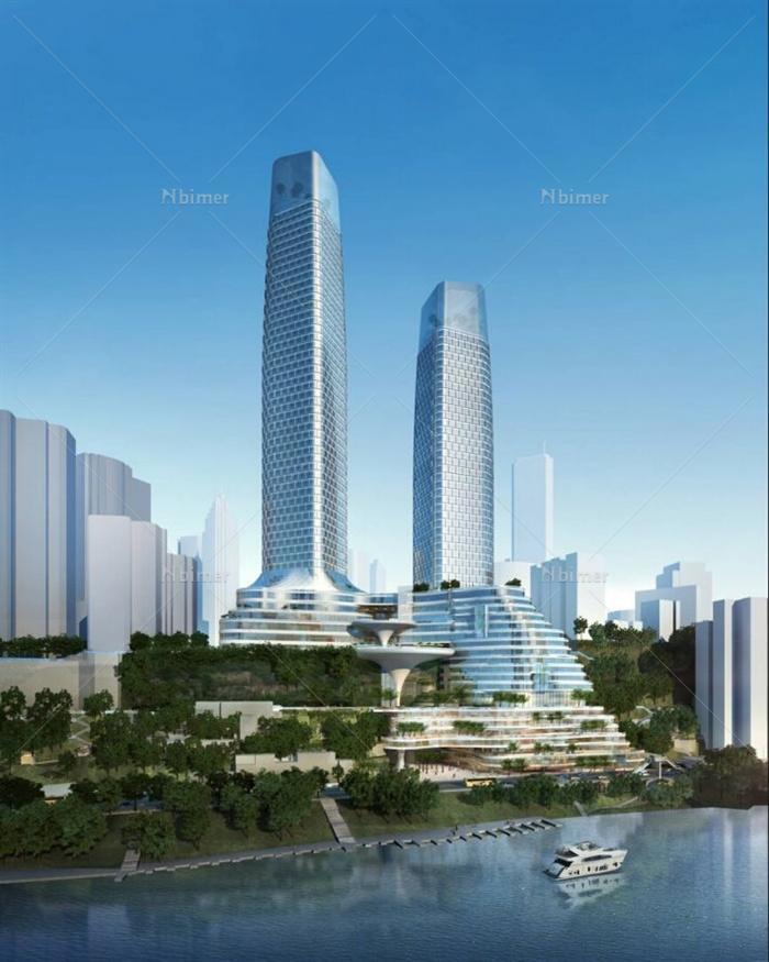 现代超高层山酒店办公综合建筑设计SU模型含JPG图