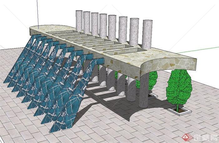 现代景观镂空廊架设计SU模型
