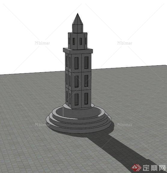 某欧式广场景观柱设计SU模型