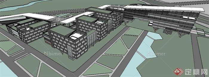 某现代商务办公区建筑设计SU模型