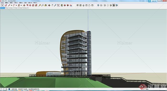 现代风格办公楼建筑设计su模型