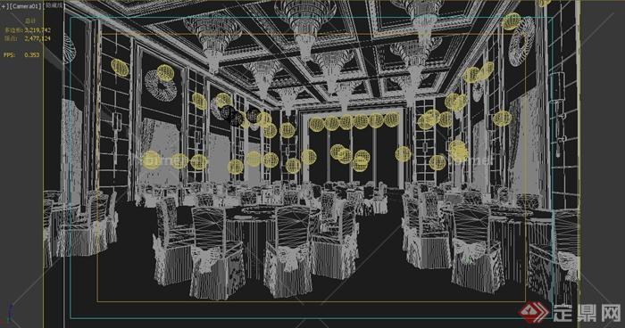 某酒店多功能宴会厅装饰设计3DMAX模型