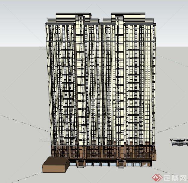 某新古典风格高层电梯住宅建筑设计SU模型