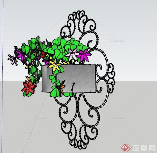 壁挂式精美花盆设计su模型
