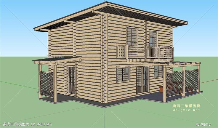 两层住宅木房子SU模型