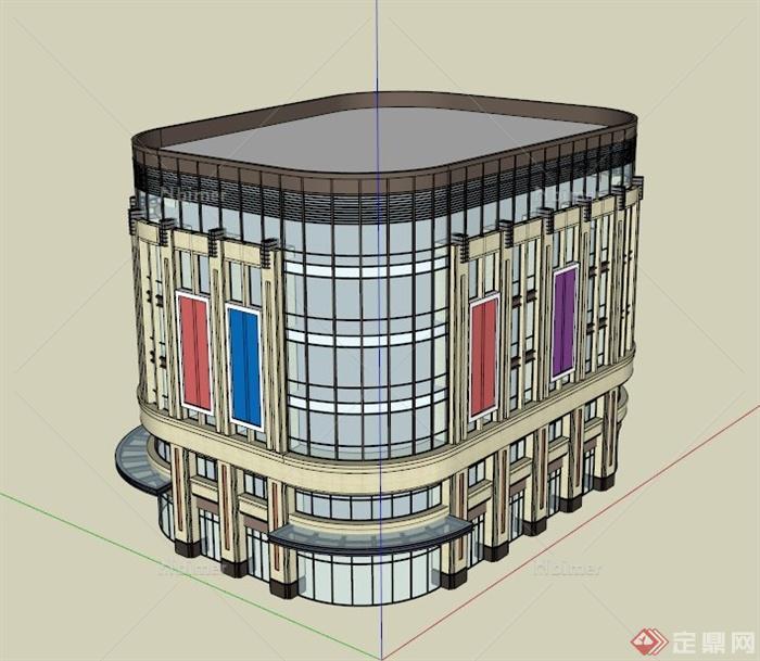 现代多层商场建筑设计SU模型