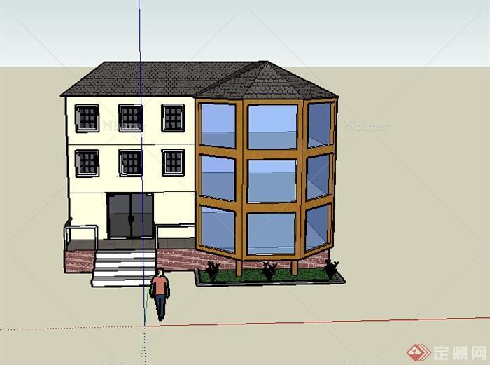 某室外特色居住建筑楼SU模型参考