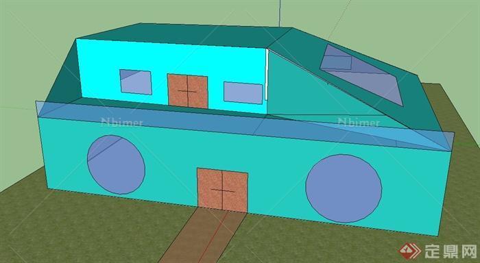 某双层住宅建筑框架设计SU模型